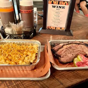 Brisket and mac&amp;cheese.