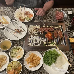 a variety of food on a table