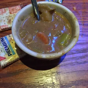 Beef stew was hot and yummy!