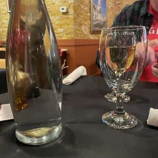 Water in bottle on table