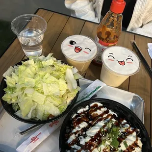 veggie bowl and Beef Bulgogi Bowl
