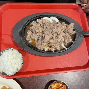 Bulgogi and rice and kimchi