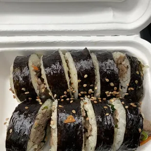 Kim bop with bulgogi to go