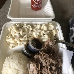 Kalua pork, double Mac  salad in place of their salad and rice!