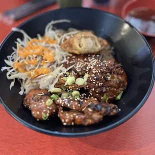 This is my teriyaki chicken lunch bowl. It was awesome and last me two meals!
