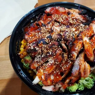 Grilled Chicken w/ brown rice Gojuchujang sauce.