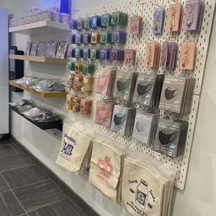 a variety of items displayed on a wall