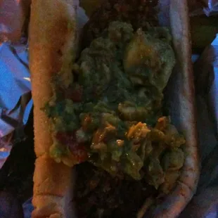 My Tex-Mex burger (with homemade spicy guacamole) from tonight (5/11/12).