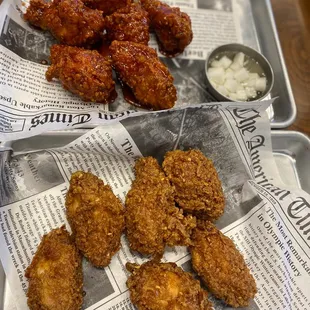 Spicy Gochujang wings, Honey Butter Garlic wings