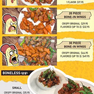 chicken wings and fried chicken