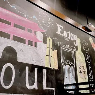 Korean themed Chalk drawings on the walls