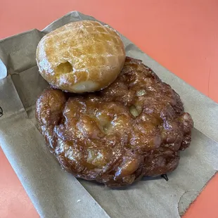 Apple fritter and lemon donut
