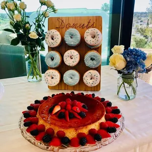 a cake and flowers