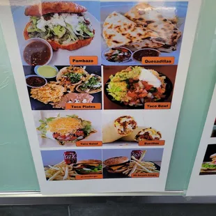 Mexican-Amercian, burritos, burgers, tacos