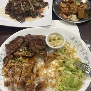 Bulgogi and kalbi + chicken teriyaki