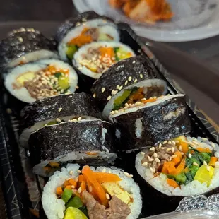#16. Spicy Rice Cake (we asked for mild; default medium) and kimbap Combo $14.99.