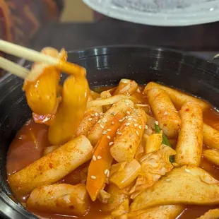 #16. Spicy Rice Cake (we asked for mild; default medium) and kimbap Combo $14.99.