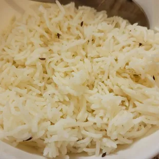 Rice portion served with two curry entrees