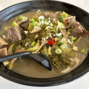 Sauerkraut Braised Beef Sirloin Noodles with Soup