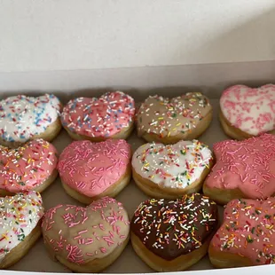 a dozen donuts in a box