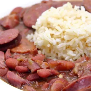 Red &amp; Beans W/Smoked Sausage
 White Rice