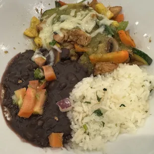 Vegetable burrito, without the tortilla, add chicken