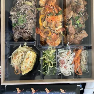 Deluxe Meal with beef, chicken, AND seafood for $29.95 Portion size is two but there is enough protein that it could feed 3.