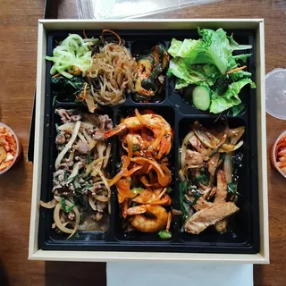 Korean BBQ Beef, Seafood and Grilled Teriyaki Chicken Meal