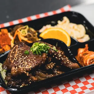 Korean BBQ Galbi Set, comes with side of rice.