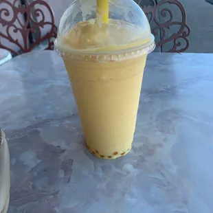 Mango smoothie with mango popping balls very nice place