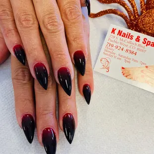 Yen did an excellent job on my Halloween nails today!!! ‍