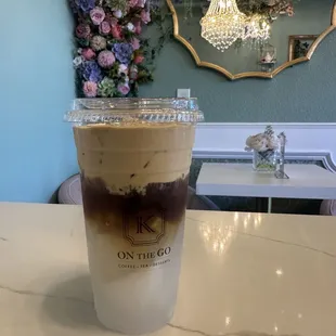 Fresh coconut coffee with coconut meat