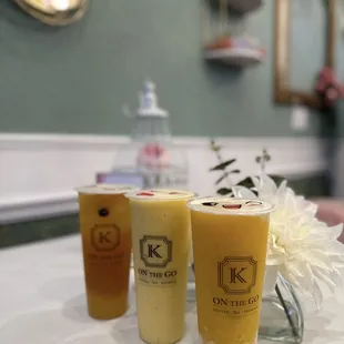 Mango Peach Smoothie, Mango Passionfruit Tea, Mango Peach Slushie