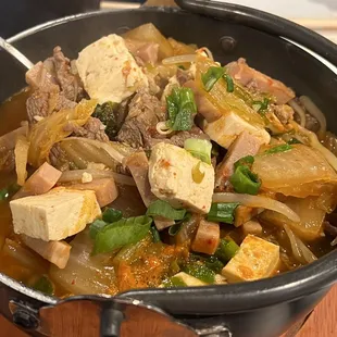 Budaejjigae - Stew, Soups and Dishes item no.2. Love it. Broth was perfect. Requested that the spice level be toned down to mild. Perfect!