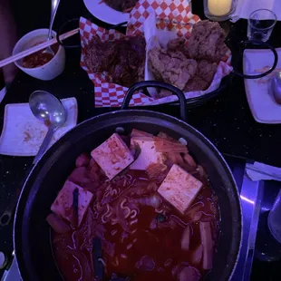 a pan of food on a table