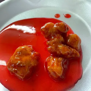 Sweet and sour chicken sampler