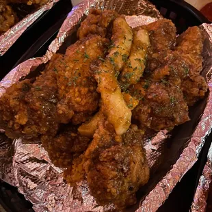 a plate of fried chicken