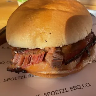 Sliced brisket sando. This thing was massive.