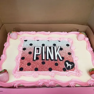 Strawberry champagne half sheet cake
