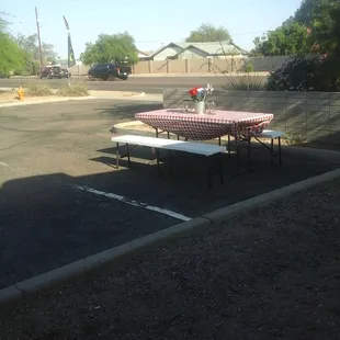 It&apos;s a picnic table. I imagine people can sit and eat.