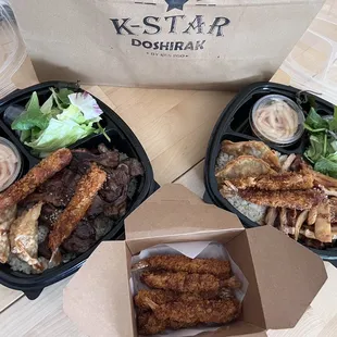 Chicken,  LA Galbi, and Deep Fried Shrimp(5pcs)