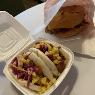Korean Fried Chicken Sandwich and BBQ Pork Belly Bao Buns