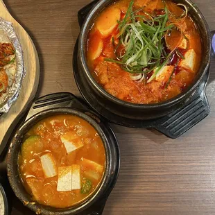 a variety of food items on a table