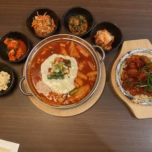 a variety of asian food on a table