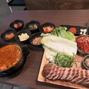 My whole meal.  Spicy sullung tang and mini bossam