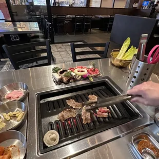 Beef combo for two is $95. Never seen such small portion at any Korean bbq restaurant. Half of the plate was veggie.