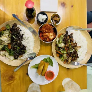 a variety of food items on a table