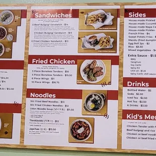 ramen and noodles, menu