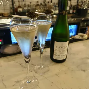 Caviar Bump with A Glass of Telmont Champagne