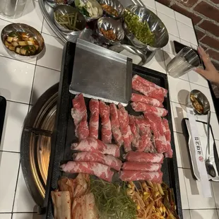Thin sliced beef and veggie combo